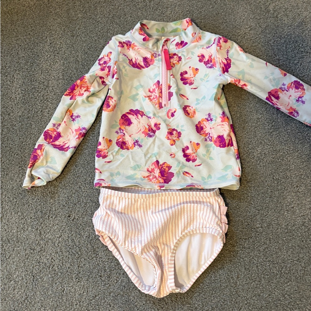 Ruffle Butts two piece floral swimsuit. 4T